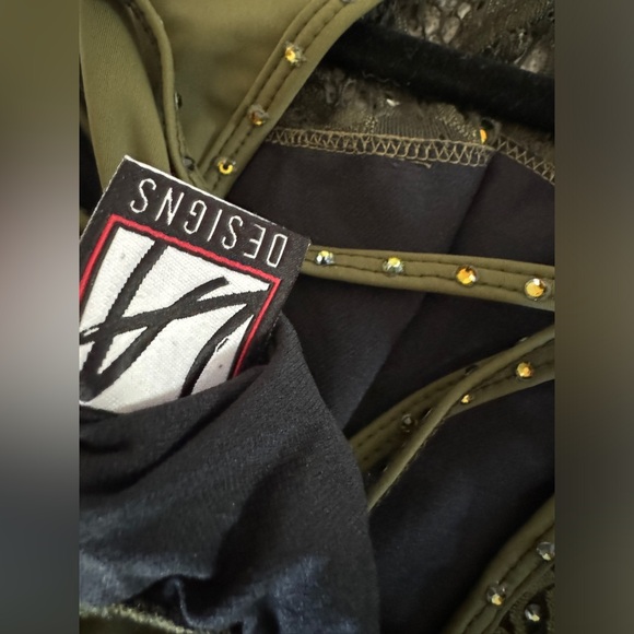 🌿Green custom lace Leotard dance costume with rhinestones, SA - Picture 11 of 11